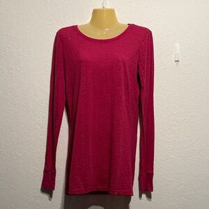 BKE Deep Pink Semi Sheer Long Sleeve Top Size XL Lightweight Layering Shirt Fall